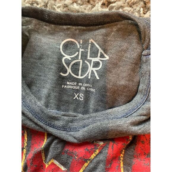 Chaser AC DC gray Distressed Graphic rocker Tee Tank Top sz XS S - Picture 3 of 5